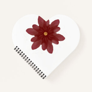 Elegante rote Samtblume auf Schwarz   Dunkle Blume Notizblock