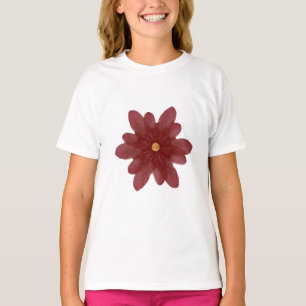 Elegante rote Samtblume auf Schwarz Dunkle Blume T-Shirt