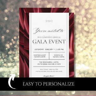 Elegante rote Satin-Gala zur Mittelbeschaffung Par Einladung