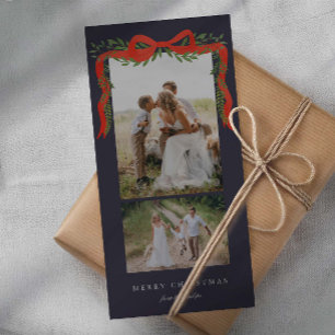Elegante rote Schleife mit Grün 2 Foto Weihnachten