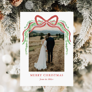 Elegante rote Schleife mit Grün-Foto Weihnachten