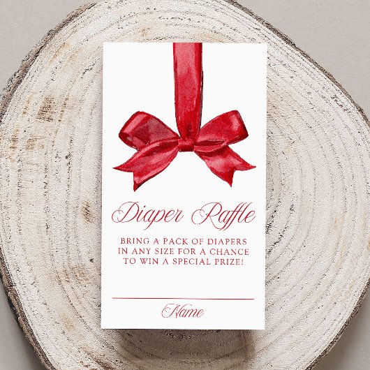 Elegante rote Schleife Weihnachten Windel-Raffle Begleitkarte