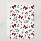 Elegante rote Schleife Weihnachtsfeier Einladung (Rückseite)