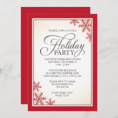 Elegante Rote Schneeflocken und Schneeferien Einladung (Vorne/Hinten)