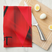 Elegante rote schwarze abstrakte Designinitialen Geschirrtuch (Viertel Falte)