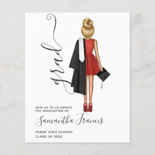Elegante rote, schwarze und weiße Mädchen-Abschlus Flyer