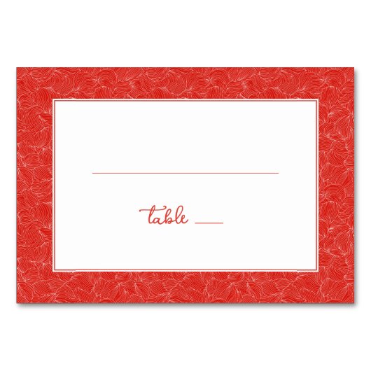Elegante rote Schwünge Tischnummer (Vorderseite)