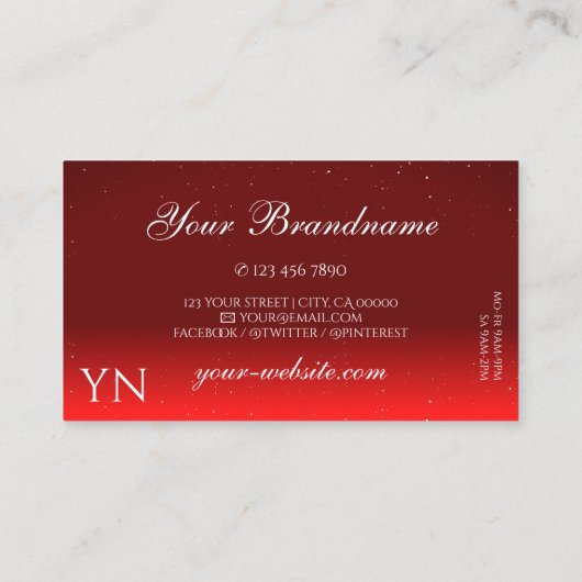 Elegante Rote Seidenblume mit Monogramm Visitenkarte (Rückseite)