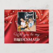 Elegante rote Silky Velvet wird meine Bridesmaid s Postkarte (Vorderseite)