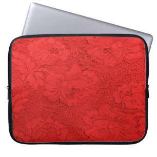 Elegante rote Spitze, nahtlose Textur Laptopschutzhülle