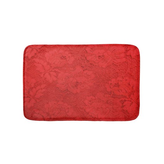 Elegante rote Spitzen, nahtlose Textur Badematte (Vorderseite)