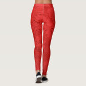 Elegante rote Spitzen, nahtlose Textur Leggings (Rückseite)