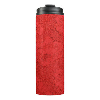Elegante rote Spitzen, nahtlose Textur Thermosbecher