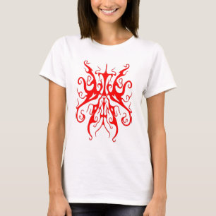Elegante Rote Stammesmaske Abstractes Design T-Shirt
