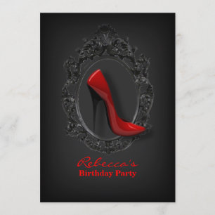 elegante rote Stiletto moderne Geburtstagsparty Einladung