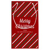 Elegante Rote Streifen Weihnachten Kleine Geschenktüte (Rückseite)