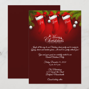Elegante Rote Strumpf Weihnachts-Party Einladung