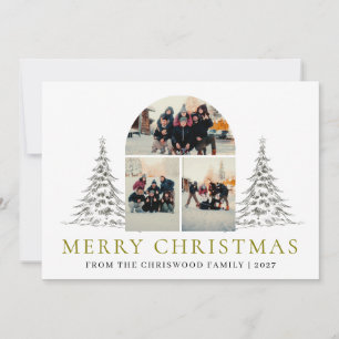 Elegante rote Typografie Weihnachtsbogen Multi-Fot Feiertagskarte