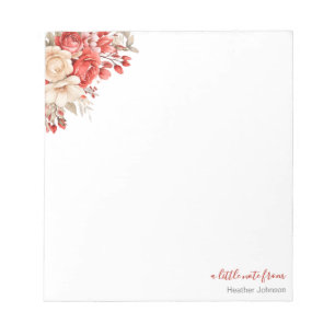 Elegante rote und elfenbeinfarbene Rose benutzerde Notizblock