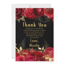 Elegante rote und goldene Blumen Sweet Sixteen