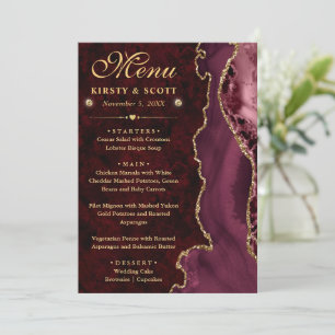 Elegante rote und goldene falsche Glitter-Achat-Ho Menükarte