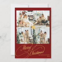 Elegante rote und goldene Frohe Weihnachten Famili