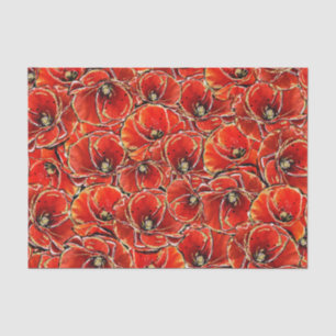 Elegante rote und goldene Glitter-Erinnerungsmohnb Seidenpapier