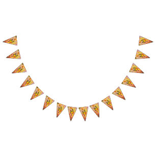 Elegante rote und goldene Stoffe mit viel Blumen Wimpelkette