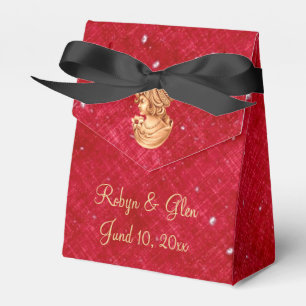 Elegante rote und goldene Vintage-Kamee-Gunstbox Geschenkschachtel