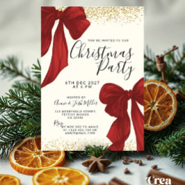 Elegante rote und goldene Weihnachtsfeier-Einladun Einladung