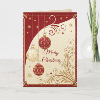 Elegante rote und goldene Weihnachtskarte Karte