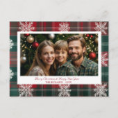 Elegante Rote und grüne Schneeflocken Postkarte fü (Vorderseite)