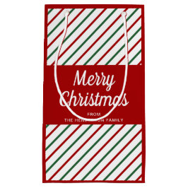 Elegante rote und grüne Streifen frohe Weihnachten Kleine Geschenktüte