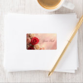 Elegante rote und rosa Fantasy-Hochzeitsrosen Adressaufkleber (Insitu)