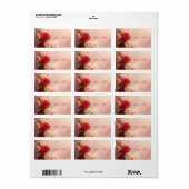 Elegante rote und rosa Fantasy-Hochzeitsrosen Adressaufkleber (Vorne)