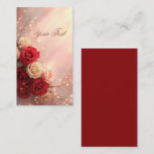 Elegante rote und rosa Fantasy-Hochzeitsrosen Visitenkarte (Vorne/Hinten)