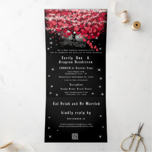 Elegante rote und rosa Herzblatt-Hochzeit alles in Dreifach Gefaltete Einladung