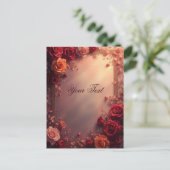 Elegante rote und rosa Hochzeitsrosen Postkarte (Stehend Vorderseite)