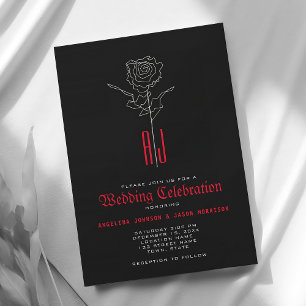 Elegante rote und schwarze gotische Hochzeit Einladung