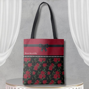 Elegante rote und schwarze Rosen-Tasche Klassische Tasche