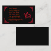 Elegante rote und schwarze Scrollwork Schablone Visitenkarte (Vorne/Hinten)