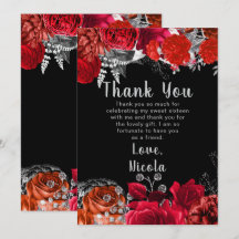 Elegante rote und silberne Blumen Sweet Sixteen