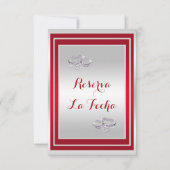 Elegante Rote Und Silberne Eheringe Save The Date (Vorderseite)