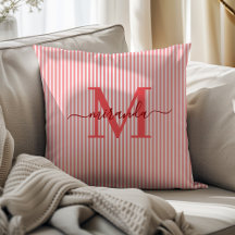 Elegante rote und weiße Streifen mit Monogramm und