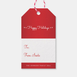 Elegante rote und weiße Weihnachtsgeschenkanhänger Geschenkanhänger