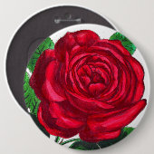 Elegante Rote Vintage Rose Blume Button (Vorne & Hinten)