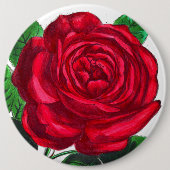 Elegante Rote Vintage Rose Blume Button (Vorderseite)