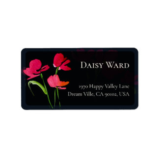 Elegante rote Wasserfarbe-Blumen-Adressetiketten Adressaufkleber