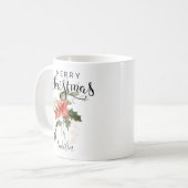 Elegante Rote Wasserfarbe | Frohe Weihnachten Kaffeetasse (Vorderseite Links)