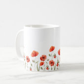Elegante Rote Wasserfarbe Mohnblumen Blume Kaffeetasse (Vorderseite Links)